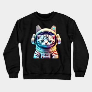 Kitten In Spacesuit in Deep Space Crewneck Sweatshirt